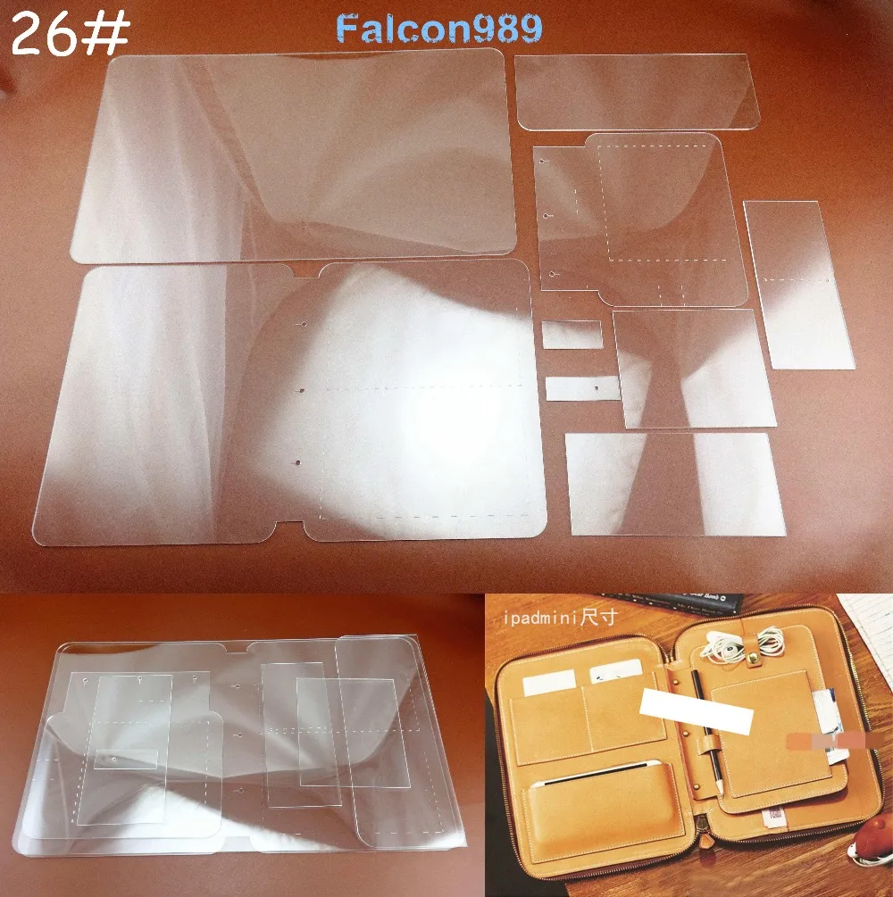 

9pcs Leather Craft Acrylic Mobile Phone Briefcase Pattern Stencil Template Tool Set Sewing Carving Stitching Stamping Knife Cut