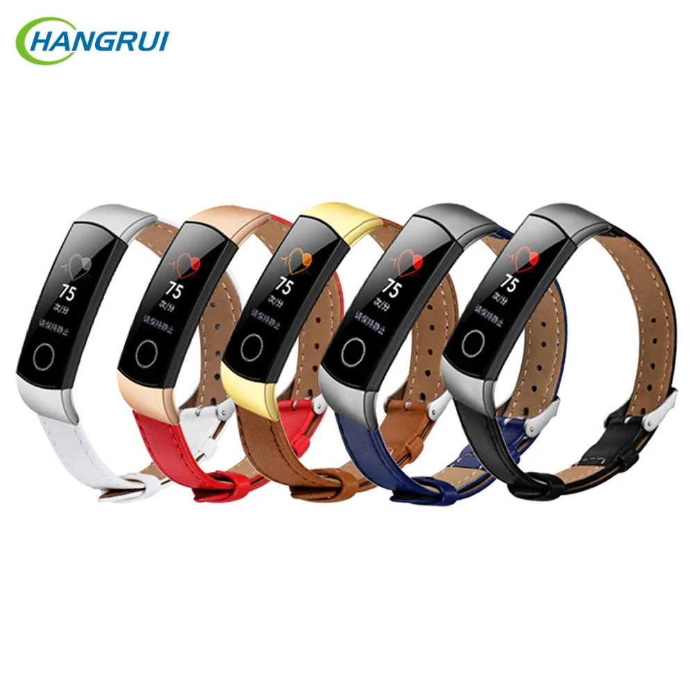 Hangrui ремешок из натуральной кожи для huawei Honor Band 4 кожаный PU браслет Band4 Браслет