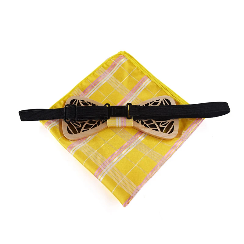 Полый деревянный галстук-бабочка для мужской рубашки аксессуары креативный деревянный галстук-бабочка карман квадратный набор для