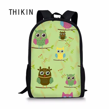

THIKIN Women School Bag Cartoon Animal Owl Printing Backpack for Student College 16 inch Large Capacity Daily Laptop Book Bags