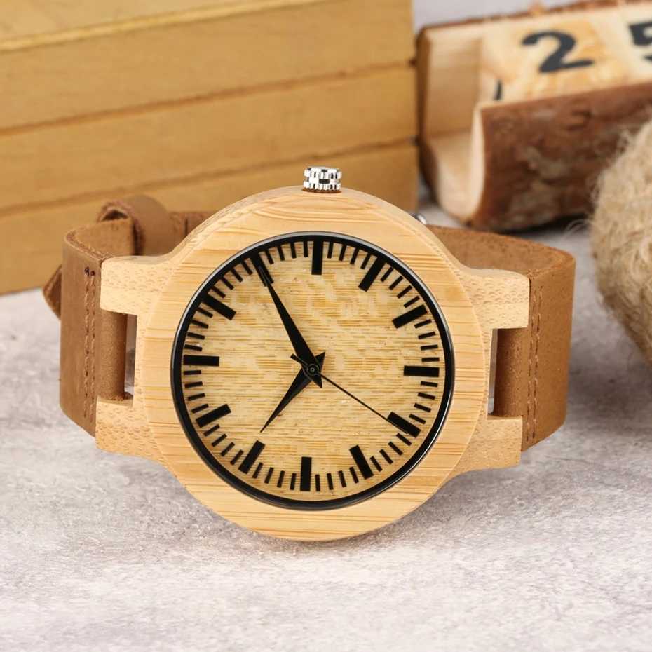 Creative White Spot Design Wooden Watches Quartz Watches Men Pure Bamboo Woody Wristwatches for Men Clock Male Gift Reloj Hombre 2012 2020 2024 (6)