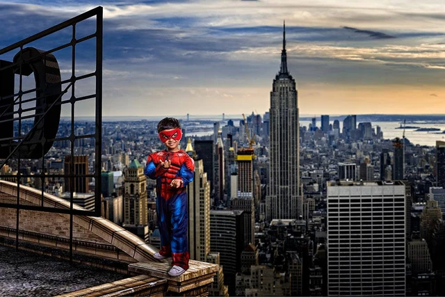 Sunset Super Hero Rooftop Spiderman City Skyline Background Vinyl Cloth  High Quality Computer Print Wall Backdrops - Backgrounds - AliExpress