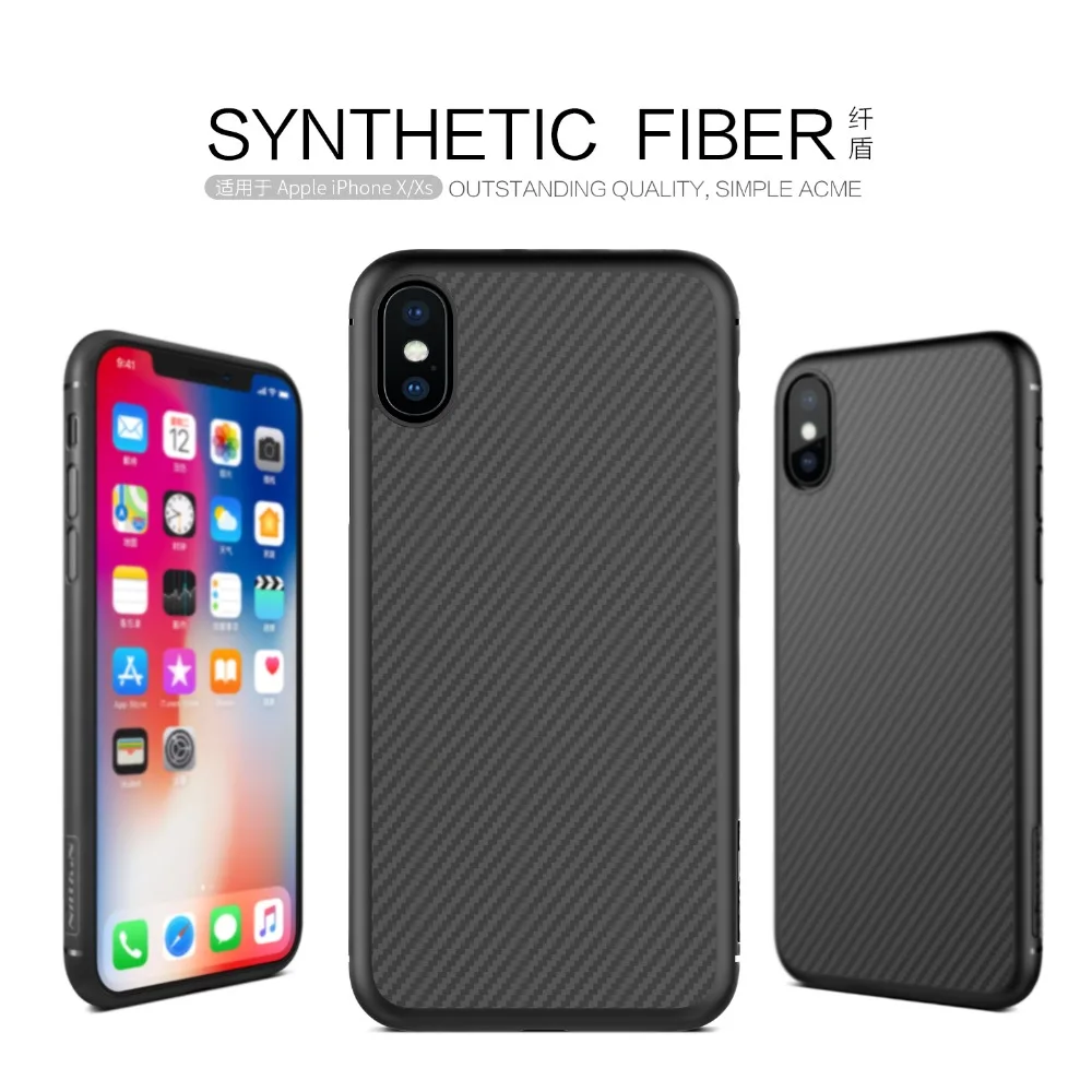 

10pcs/lot Wholesale Nillkin Case For iPhone XS Synthetic Fiber Hard Carbon Fiber PP Plastic For iPhone X Case
