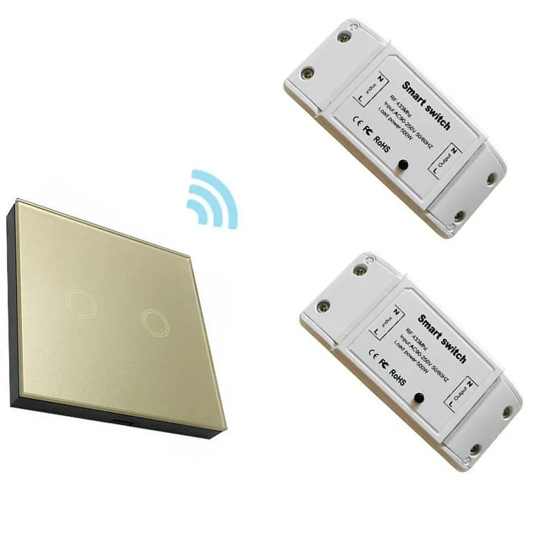 

Smart Switch DIY Modification RF 433MHz Relay Receiver AC Power Supply 90v-250v 5A Touch Screen Remote Control