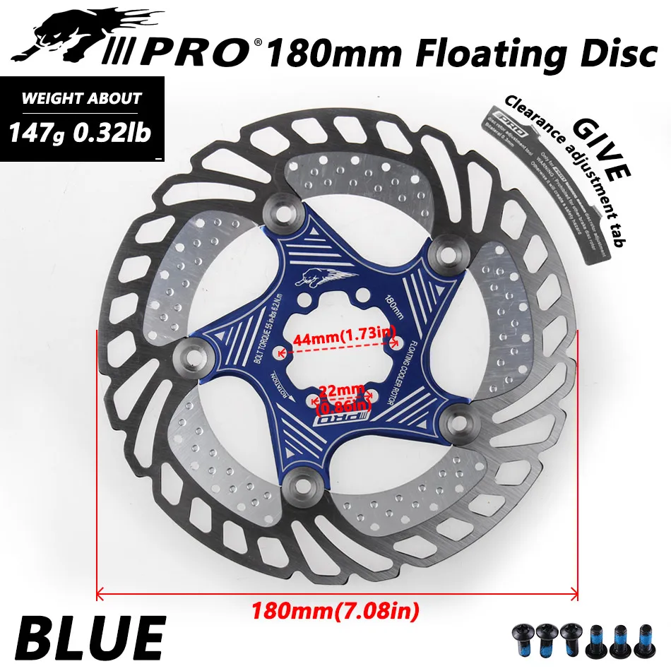 Горный велосипед MTB DH 6 дюймов 160/180/203 мм охлаждения диск Тормозные рассеивания тепла тормозной ротор вниз горка плавающий велосипедный тормоз ротора IIIPRO - Цвет: 180mm blue