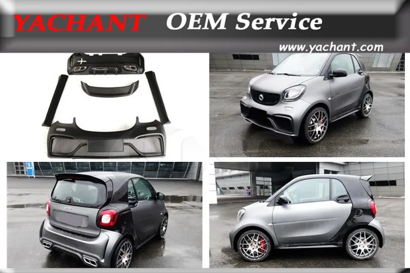 

Portion Carbon Fiber Glass FRP Body Kit Fit For 15-17 Smart Fortwo C453 Forfour W453 AMG Style Front Rear Bumper Skirts Spoiler