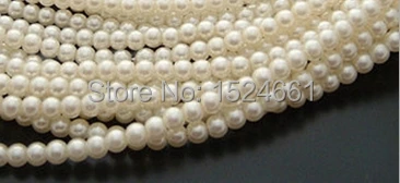 

White Glass Round Beads 6mm Dia. * natural loose freshwater half jewelry imitation pearl