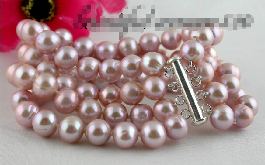 

hot sale > aaZ1606 REAL 4row 8" 10mm purple round freshwater pearl bracelet bangle magnet Natural >>> -Top quality free shipping