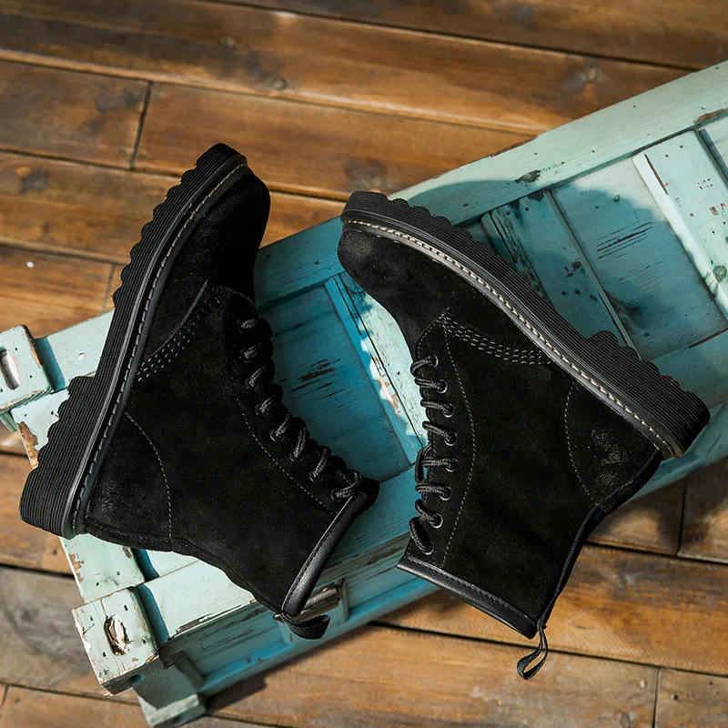 Женские Ботинки martin в британском стиле на низком каблуке; сезон осень-зима женские кожаные ботинки-трубы женские мотоциклетные ботинки