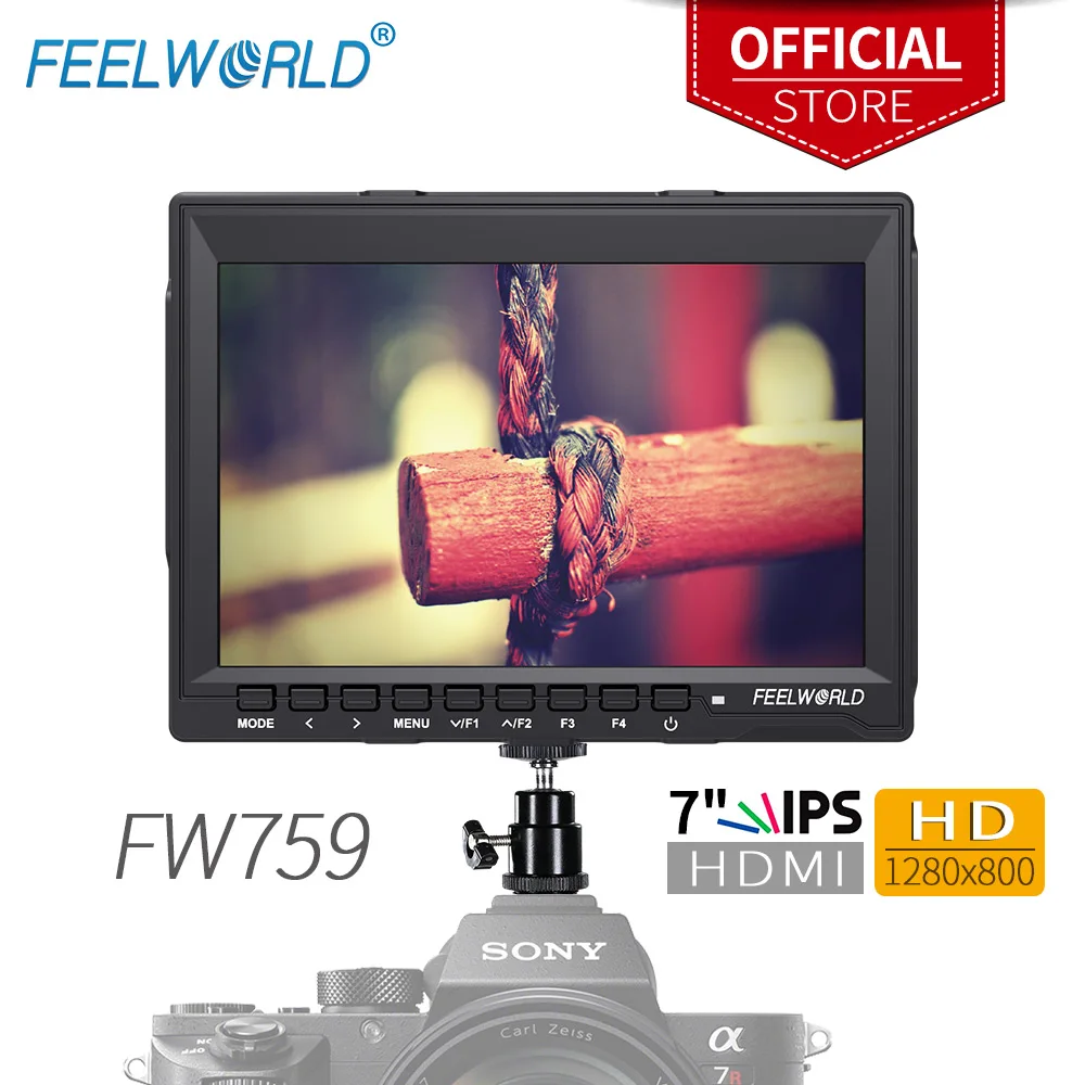 

Feelworld FW759 7 Inch IPS 1280x800 Camera Field DSLR Video Monitor with Peaking Focus HD 7" LCD Monitor for BMPCC Canon Sony