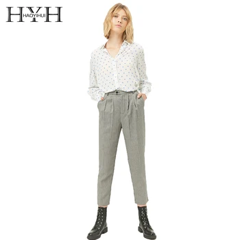 

HYH HAOYIHUI Fresh Blue Small Round Wave Dot Pattern Loose Single-Breasted Shirt Collar Long-Sleeved Chiffon Shirt