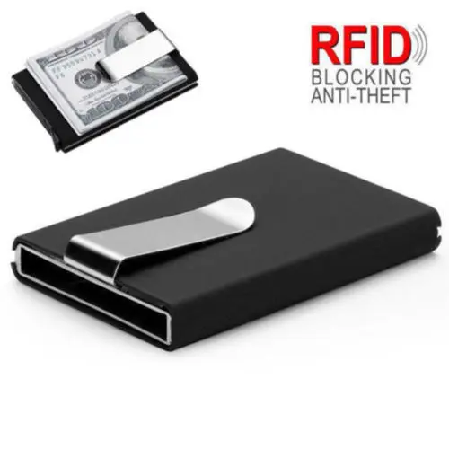 Блокировка RFID металлический кошелек зажим для денег мужской Сплав тонкий