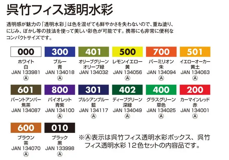Япония KURETAKE Водорастворимая акварель пигменты 14 цветов материалы с ручкой иглы