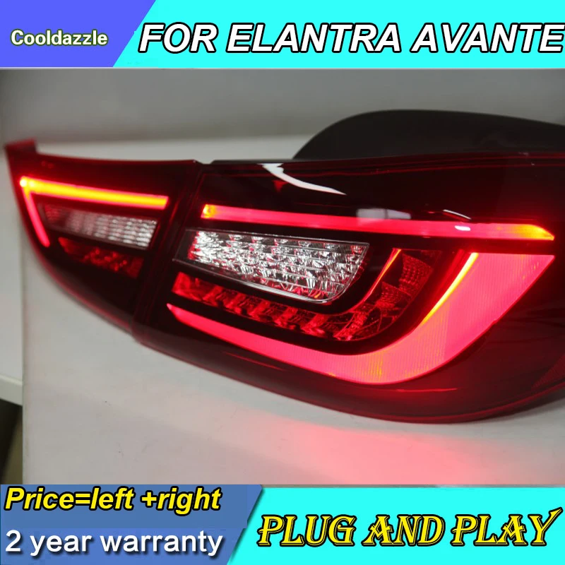 Светодиодный Габаритные задние фонари в сборе для hyundai Avante i35 Elantra 2011 2012 2013 год красный Цвет движущиеся течет включение света