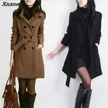 Double Breasted Wool Coat Casual Wool Blend Coat and Jacket Slim Women Coats Autumn Winter Xnxee wool blend duffle hooded coat