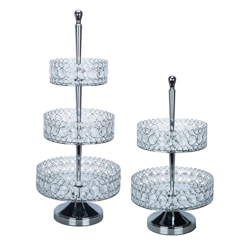  hot new crystal mirror cake stand silver &gold 2 tiers cake tray