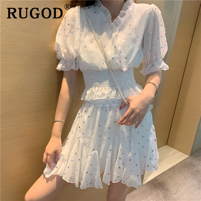 Женский шифоновый комплект RUGOD элегантный из 2 предметов в Корейском стиле мини
