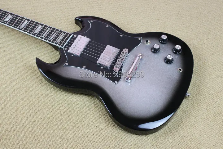 

Custom Shop SG 400 guitar black circle silver color standard guitar Trapezoid Ebony Fingerboard high quality free shipping