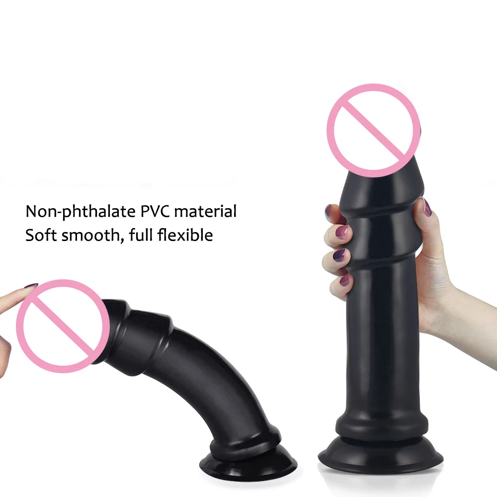 Super Big Dildo 8/11 inches Long King-Sized Black Dick Anal Plug Shocker Huge Penis PVC Sucker Sex Toys For Women Men Gay