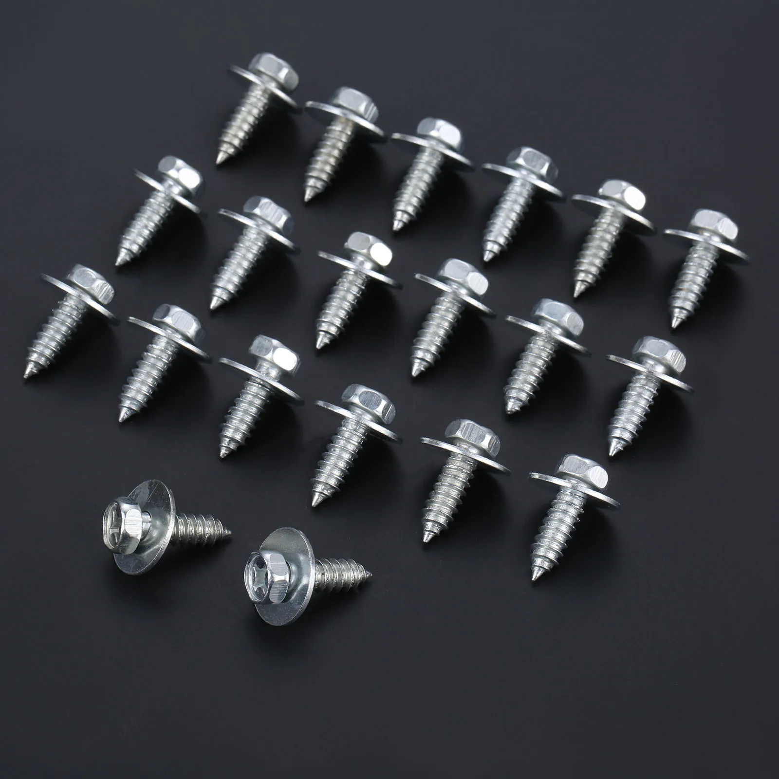 

20Pcs Rivet Body Screw Interior Trim Panel Hex Bolts Car Fender Fastener Rivets Galvanized Silver Metal 9.7mm