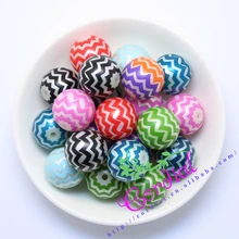 Envío gratis! Color de la mezcla 20 mm 100 unids/lote impresión Chevron perla granos de acrílico para los niños collar fornido #CDWB – 514135