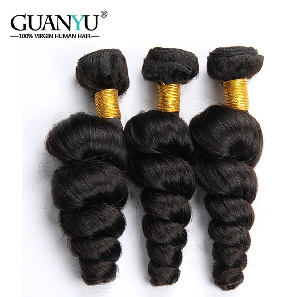Guanyuhair Malaysian Loose Wave 3 Bundles with 13X4 Lace Frontal Closure 100% Human Hair Extension Natural Color Remy Hair Weave