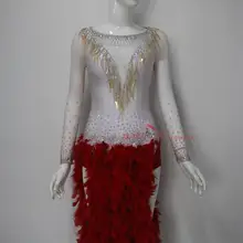 Новые стильные костюмы для латинских танцев, сексуальные перьевые платья с длинными рукавами для латинских танцев для женщин, платья для латинских танцев, S-4XL, LD-1042