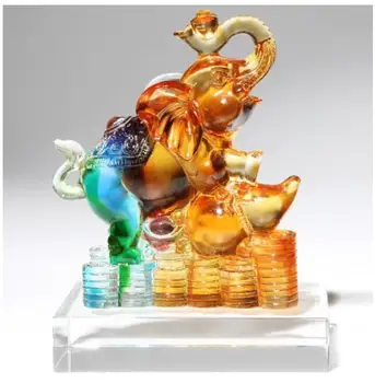 

new Glass craft cornucopia feng shui living room office desk decoration