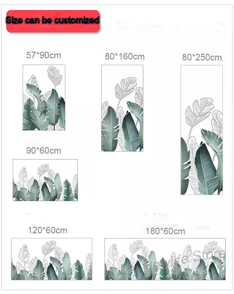 Европейские скандинавские листья, Индивидуальный размер, оконная стеклянная пленка, наклейка без клея, наклейка для конфиденциальности, для ванной комнаты, раздвижная офисная дверь, украшение для дома