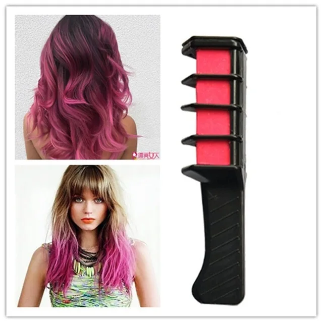 8 цветов, модный, сексуальный, Ameauty, Временный Мел для волос, косплей, сделай сам, нетоксичный, моющийся, цветной гребень для волос, вечерние, макияж - Цвет: Pink
