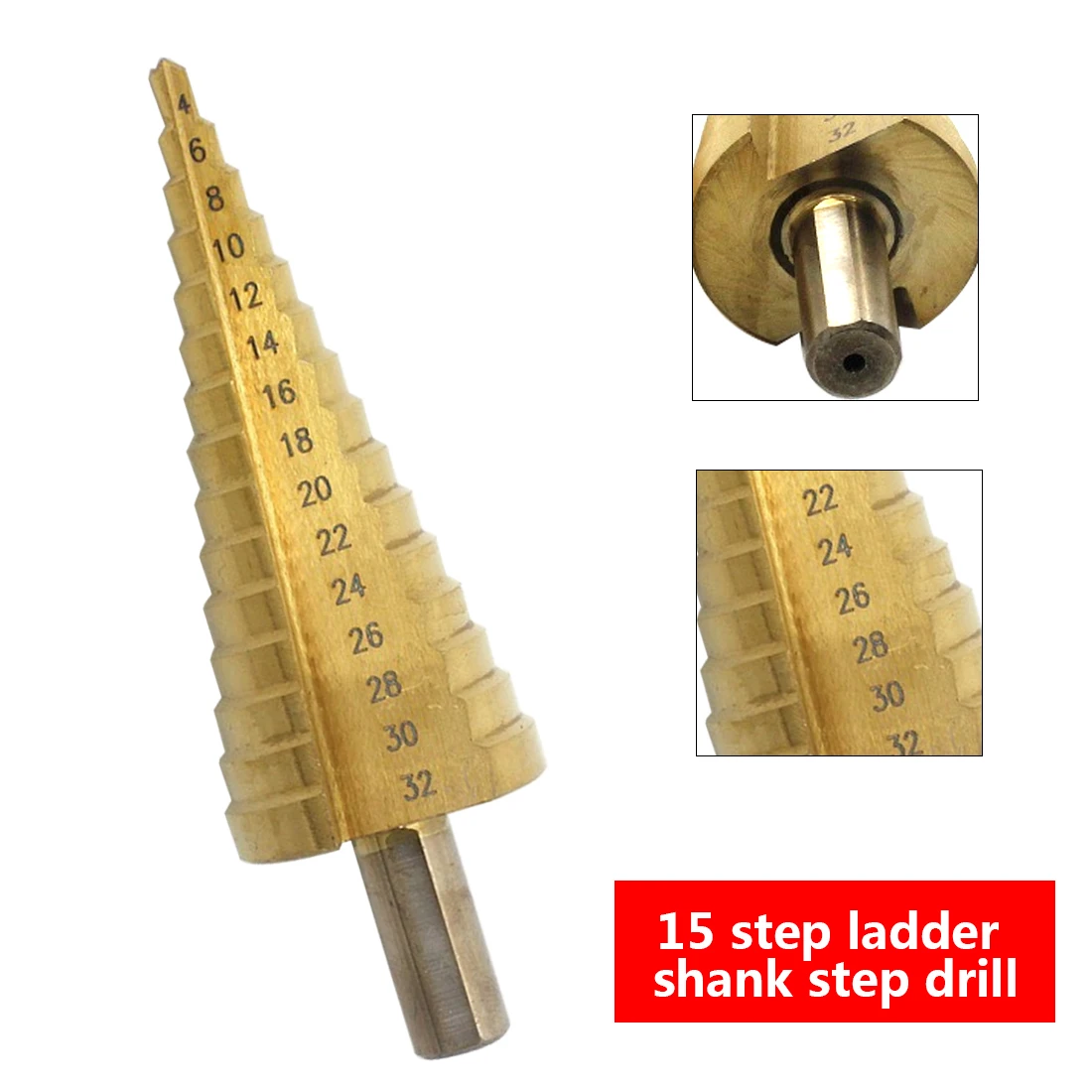 

Free Shipping 1Pc 4-32mm HSS Steel Titanium Step Drill Bits Step Cone Cutting Tools Steel Woodworking Wood Metal Drilling