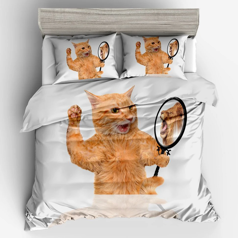 

Animal 3d Cat Bedding Set King Size His and Hers Comforter Duvet Cover Set Queen Full Twin Bed Set Kids Quilt Cover Pillow Cover