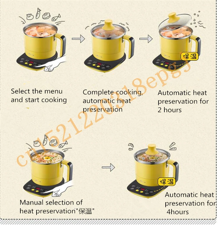 220 В Электрический Hot Pot Multi Плита Нержавеющая сталь Многофункциональный Электрический Пособия по кулинарии горшок для студентов Обед ЕС/AU/UK /США Plug
