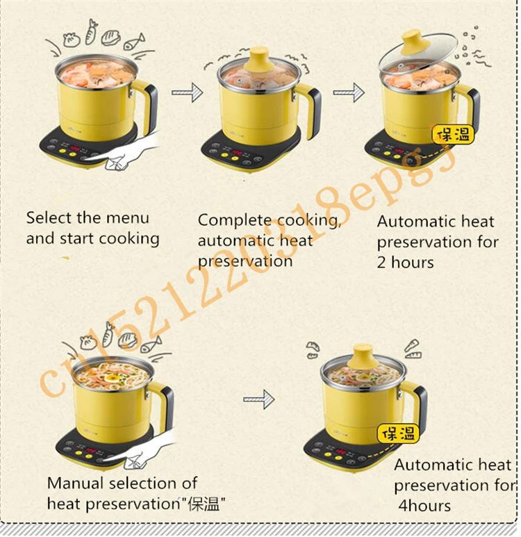 220V электрический горячий горшок мульти Плита Нержавеющая сталь многофункциональная электрическая Пособия по кулинарии горшок для школьного обеда EU/AU/UK/US вилка