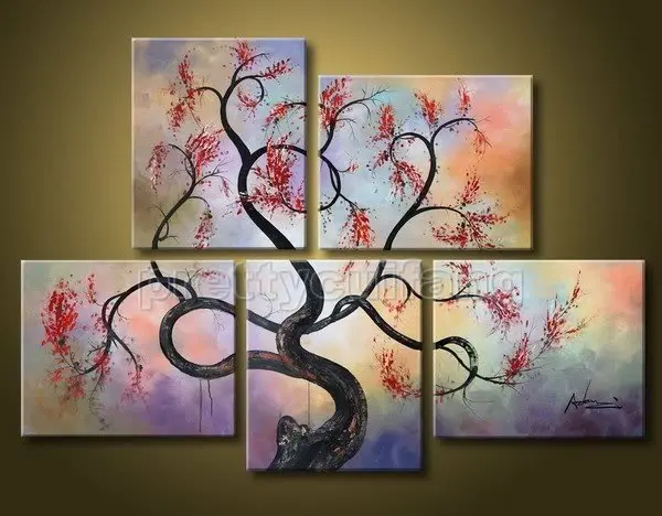 free shipping plum tree flowers modern abstract canvas art oil
