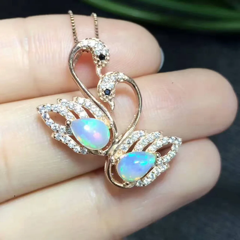 Naturel multicolore opale gem pendentif pierre précieuse naturelle pendentif collier 925 en argent