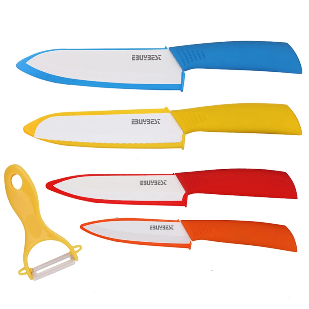 Zirconia Ceramic Knife Set 4" Slicing 5" Vegetable 6" Bread Knife 6