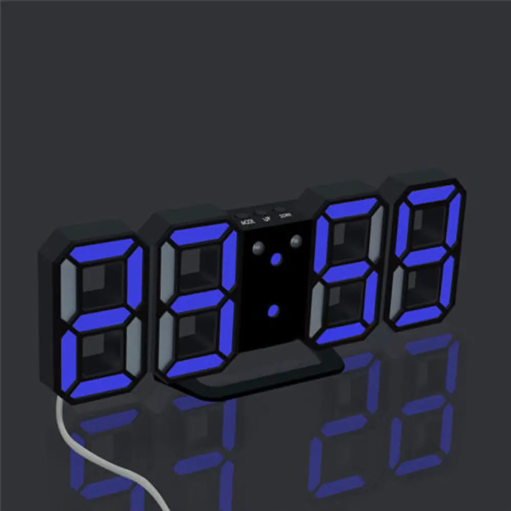 3D Digital LED Schreibtisch Nacht Wanduhr Alarm Uhr 24/12 Stunde Display Heim 