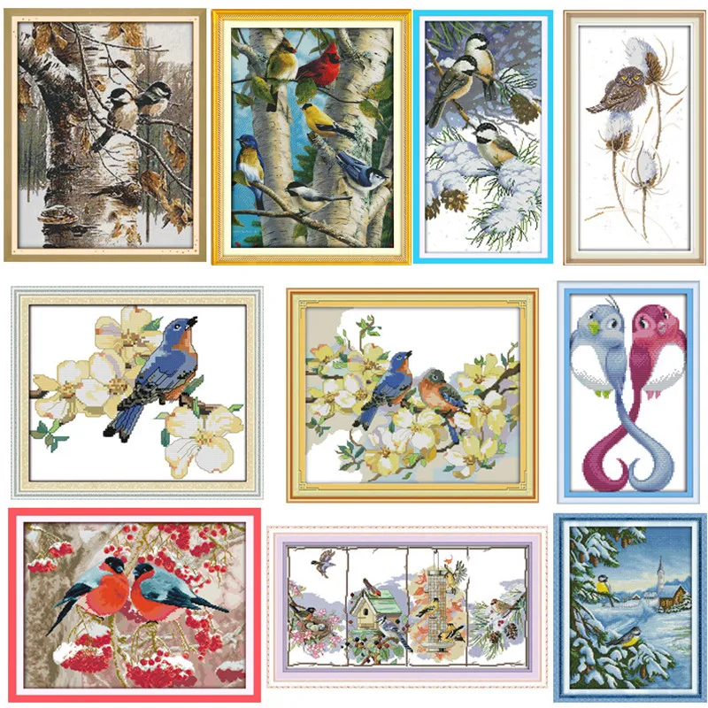 

Autumn birds Chinese Counted Cross Stitch Patterns Kits Embroidery Cross Sets 14CT 11CT Printed On Canvas DMC Cross-stitch Kit