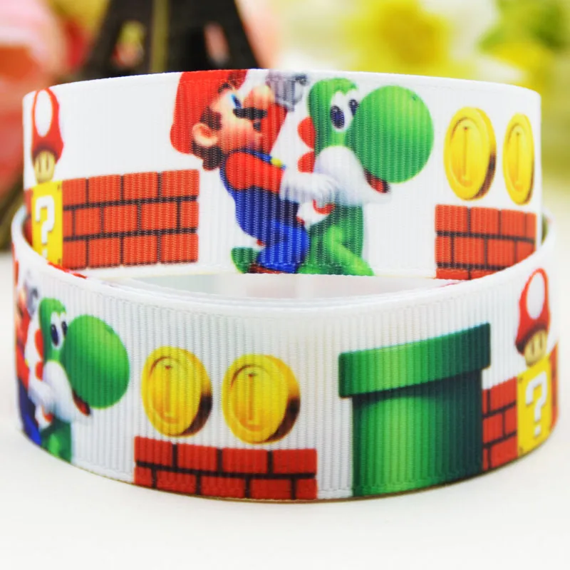 

7/8'' (22mm) Super Mario Bros Character printed Grosgrain Ribbon party decoration satin ribbons X-02100 OEM 10 Yards