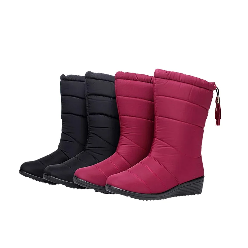 

Black Down Winter Boots Women Waterproof Warm Ankle Snow Boots Ladies Shoes Woman Warm Fur Botas Mujer Casual Booties 2019 New