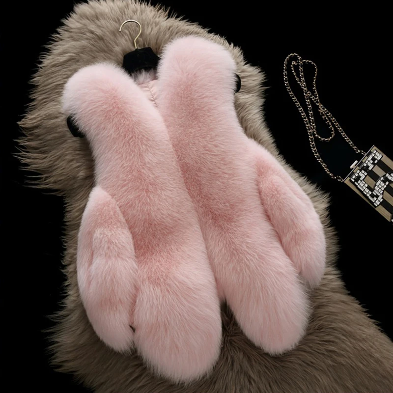 

Savabien Women Winter Warm Sleeveless Fur Jacket Faux Fox Fur Vest Plus Szie Elegant Short Faux Fur Coat Furry Overcoat Female