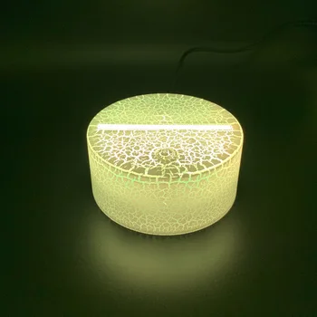 

3D LED Night Light Lamp Crack Base Glowing USB Cable Touch Sensor 7 Color Changing Battery Powered Remote Controller Base Prize