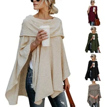 Spring Autumn Asymmetric Sweater Women Poncho Pullover Sweater Asymmetric Overlay Solid Clothing Ladies Casual Fall Tops asymmetric shoulder solid pullover