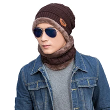 Зимняя шапочка-шарф, теплая вязаная шляпа, толстая вязаная шапка с черепом, лыжная шапка для мужчин и женщин