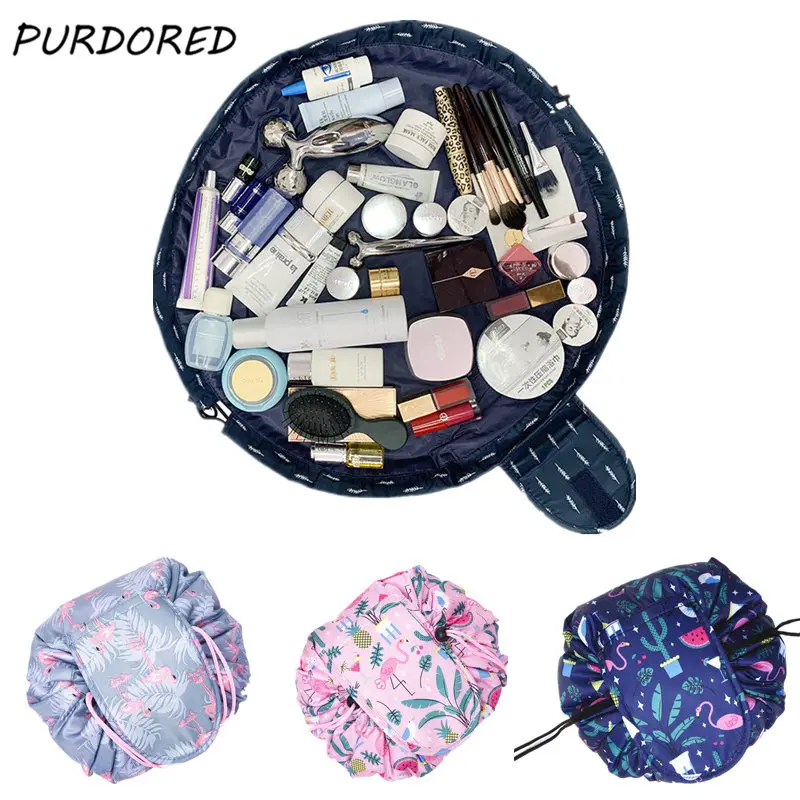 

PURDORED 1 pc New Drawstring Cosmetic Bag Women Travel Magic Pouch Lazy Waterproof Make Up Case Beauty Toiletry Kit Dropshipping