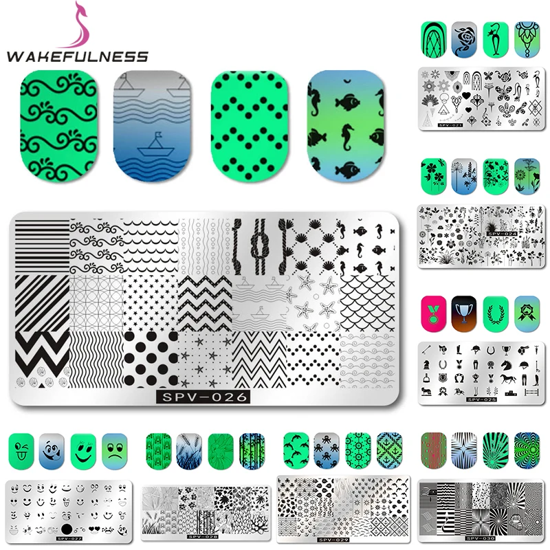 

1PCS 6.5*12.5CM New Stamping Plates Flower Emoji Geometry Stripe Image nails stamp art manicure Tools Design For nail art