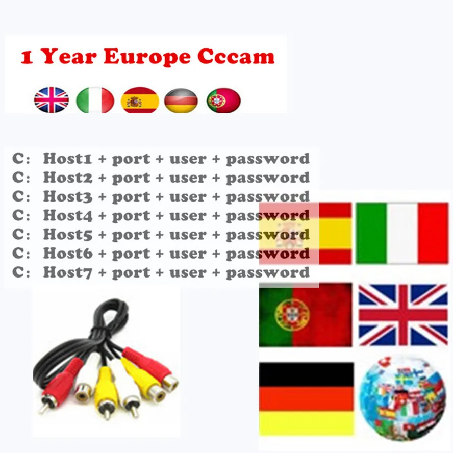 

1 Year CCCam Europe 6 7 lines Card sharing Server Mgcam Oscam Cccams for VU Starsat Satellite TV Receiver via usb wifi