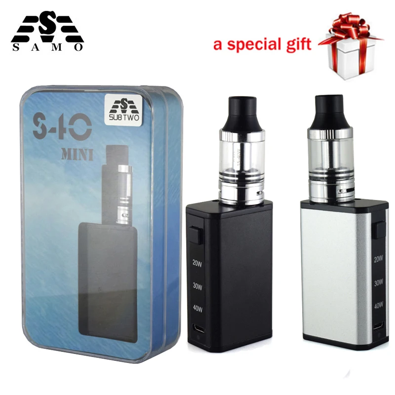 

Hot S40 mini Box Mod variable wattage Electronic Cigarette vape pen kit with 2.0ml 0.5ohm tank 20w-40w vaporizer e-cigarette kit