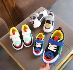 Детская обувь для мальчиков и девочек повседневная обувь осень 2018 Новый Контрастность Цвет Дышащие Детские кроссовки удобные